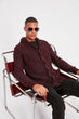 Burgundy Men 'S Braided Hair Shawl Collar Sweater Cardigan New