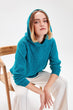 Turquoise Chenille Hooded Sweater