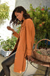 Women Cinnamon Double Pocket Coconut Button Nubuck Coat