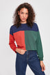 Multicolour Blocky Knitting Crop Sweatshirt