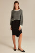 Roll Neck Jumper With Sequin Knit Detail Black Ecru