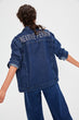 Dark Blue Stone Detailed Denim Jacket