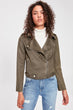 Khaki Biker Suede Coats