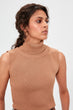 Mink Sleeveless Turtleneck Knitwear Blouse