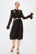 Black Lace Detail Flounces Dress