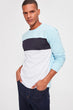 Blue Men 'S Long Sleeve Cycling Lapel Paneled New T-shirt