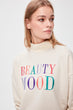 Beige Embroidered Knitted Sweatshirt