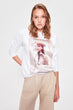 Ecru Printed Knitted Sweatshirt