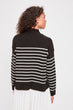 Black Striped Button Knitwear Sweater