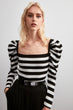 Balloon Sleeve Striped Knitwear Blouse