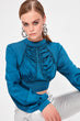 Petrol Drape Detail Bluz