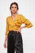 Mustard Lacing Detailed Crop Top Blouse