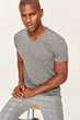 Presser Anthracite Men's Cotton T-Shirt - Slim Fit Short Sleeve V Neck