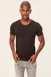 Presser Black Men's Cotton T-Shirt - Slim Fit Short Sleeve V Neck