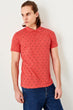 Pomegranate Flower Printed Polo Collar T-Shirt