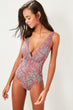 Patterned Ruffle Detail Swimsuit