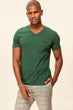 Green Presser Men's T-Shirt - Slim Fit Short Sleeve V Neck Pocket Detail