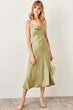 Green Funnel Collar Dress