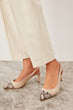 Beige Suede Women's High-Heeled Shoes