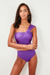 Purple One Shoulder Shirred Swimsuit