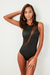 Black Fishnet Detailed Swimsuit