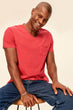 Red Grey White Blue Green Yellow Presser Men's T-Shirt - Slim Fit Short Sleeve V Neck Pocket Detail