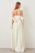 Ivory Off shoulder Evening Dress Slit Detailed