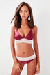 Burgundy Ribbon Rubber Accessorized Bikini