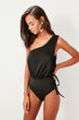 Black One Shoulder Swimwear