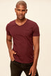 Bordeaux Presser Men's T-Shirt - Slim Fit Short Sleeve V Neck Pocket Detail TMNSS19BO0003