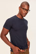 Navy Men's Cotton T-Shirt Presser - Neck Short Sleeve Slim Fit