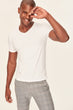 White Presser Men's Cotton T-Shirt - Slim Fit Short Sleeve V Neck