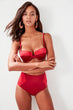 Burgundy Red Color Block High Waist Bikini