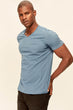 Indigo Presser T-Shirt - Slim Fit Short Sleeve V Neck Pocket Detail