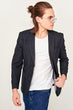 Navy Blue Male Refitting Pocket Slim Fit Jacket