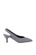 Navy Blue Striped Women 'S Heels Shoes