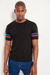 Black Male Sleeves Striped T-shirt