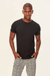 Black Men's T-Shirt Presser - Cotton Neck Short Sleeve TMNSS19BO0001