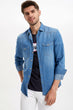 Autumn Fashion Men Casual Blue Denim Shirt