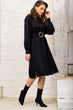 Women Black Gold Arched Hooded Sweatshirt Dress With Slits