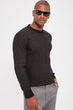 Black Textured Bike Collar Knitwear Sweater