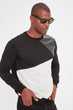 Black Men 'S Long Sleeve Cycling Collar Leather Piece New Sweatshirt
