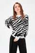 Women Zebra Sleeve Sweater