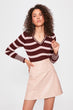 Burgundy Striped V-Neck Knitwear Sweater