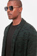 Green Men 'S Long Sleeve Slim Cardigan