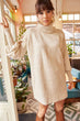 Women 'S Turtleneck Neck Balloon Sleeve Temporary Shed Sweater Dress