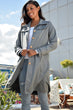 Women Gray Double Pocket Coconut Button Nubuck Coat