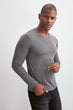 Male V-Neck Fabric Basic Long-Sleeve T-Shirt
