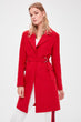 Red Metal Buckle Arched Woolen Stamp Coat