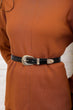 Women Black Crocodıle Patterned Belt